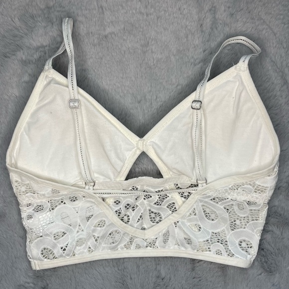 Gilly Hicks White Longline Crochet Lace Bralette Medium - Picture 4 of 8